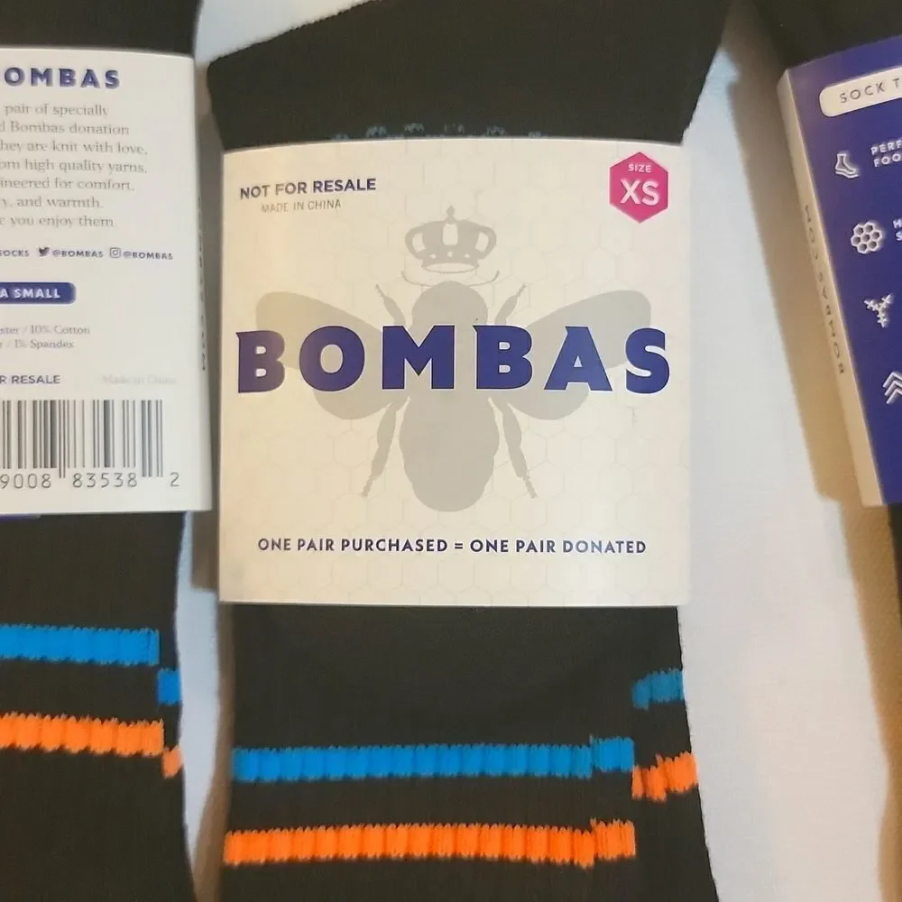 Bombas Crew Socks Performance Footbed Lot of 3 pairs Youth Size XS